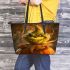 pumpkin grinchy smile and panther show 3D Leather Tote Bag