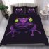 Purple frog with bright green eyes and on a solid bedding set