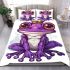 Purple tree frog wearing crown bedding set