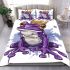 Purple tree frog wearing crown bedding set