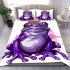 Purple tree frog wearing crown bedding set