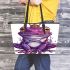 Purple tree frog wearing crown leaather tote bag