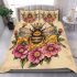 Queen bee sitting on top of honeycomb bedding set