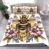 Queen bee sitting on top of honeycomb bedding set