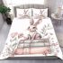 Rabbit sitting on top of books surrounded by flowers bedding set