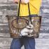 Rabbit with dream catcher leather tote bag