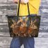 Rabbits with dream catcher leather tote bag