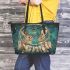 Rabbits with dream catcher leather tote bag