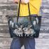 Rabbits with dream catcher leather tote bag