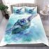 Realistic happy baby sea turtle swimming in the ocean bedding set