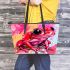 Red cute cartoon frog leaather tote bag