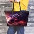 Red eyes dragon with dream cathcer leather tote bag