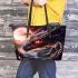 Red eyes dragon with dream cathcer leather tote bag