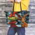 red grinchy smile and dog Leather Tote Bag