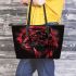 Red panther and dream catcher leather tote bag