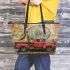 Red truck with dream catcher leather tote bag