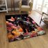 Regal black cat in a field of blooms area rugs carpet