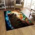 Regal cat and stained glass reflection area rugs carpet