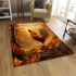 Regal rooster in the autumn forest area rugs carpet