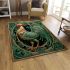 Rooster against celtic jade background illustration area rugs carpet