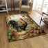 Rooster amidst an orchard illustration area rugs carpet