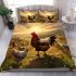 Rooster and hen gathering in the golden countryside bedding set