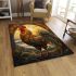 Rooster and the celtic sunrise illustration area rugs carpet