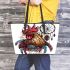 Rooster chicken smile with dream catcher leather tote bag