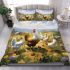 Rooster leading the flock in the countryside bedding set