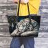 Sad white tiger with dream catcher leather tote bag