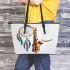 Saxophone coffee and dream catcher leather tote bag