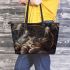 Scottish fold cats and dream catcher leather tote bag
