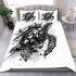 Sea turtle in black and white bedding set