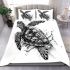 Sea turtle in black and white bedding set