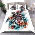 Sea turtle tattoo design with flowers and waves bedding set