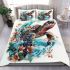 Sea turtle waves and flowers bedding set