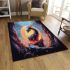 Serene dragon on rocky cliff area rugs carpet