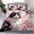 Serene white cat in blossom canopy bedding set