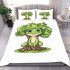 Simple cartoon frog clipart cute doodle style bedding set