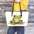 Simple cartoon frog clipart leaather tote bag