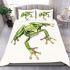 Simple cute cartoon drawing of green frog jumping bedding set