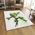 Simple cute cartoon drawing of green frog jumping area rugs carpet