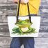 Simple cute clip art of a frog leaather tote bag