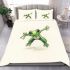 Simple cute green frog jumping bedding set