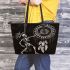 Skeleton king dancing with dream catcher leather tote bag