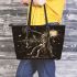 Skeleton king dancing with dream catcher leather tote bag