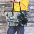 Skeleton king dancing with dream catcher leather tote bag