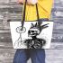 Skeleton king with dream catcher leather tote bag