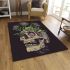 Skull with green frog on top area rugs carpet