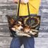 Sleepy dogs with jerwely and dream catcher leather tote bag